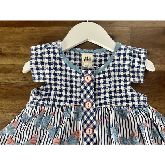 NWT Wildflowers Daydream Believer Blue Gingham Butterfly Flit and Flutter Top 2 - Picture 4 of 8